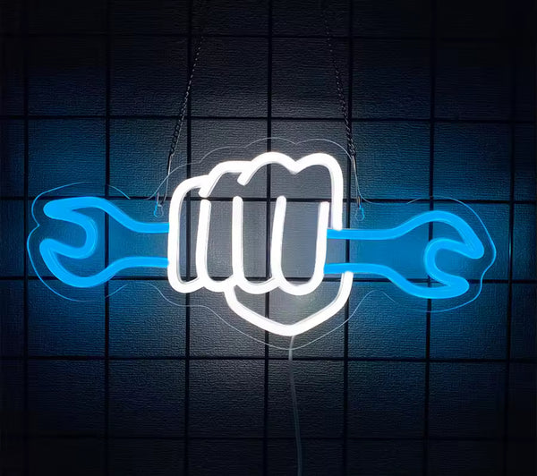 💡 Neon LED – Pięść z Kluczem 🔧